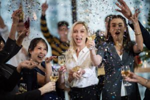 Celebrate success with colleagues. Business celebration party